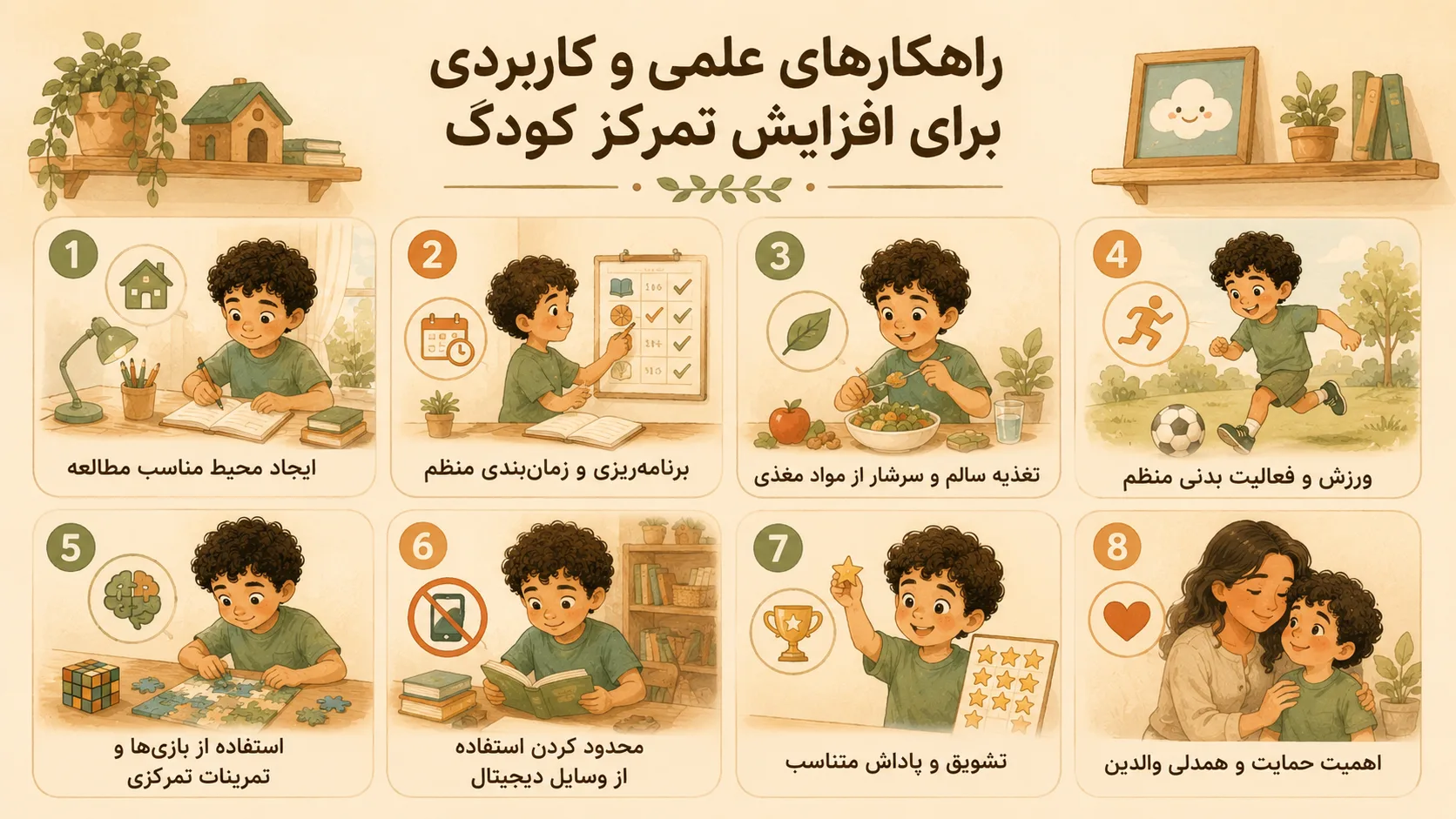 راهکارهای عملی افزایش تمرکز کودک برای والدین