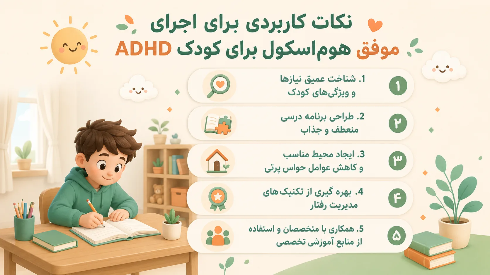 نکات کاربردی برای اجرای موفق هوم‌ اسکول برای کودک ADHD