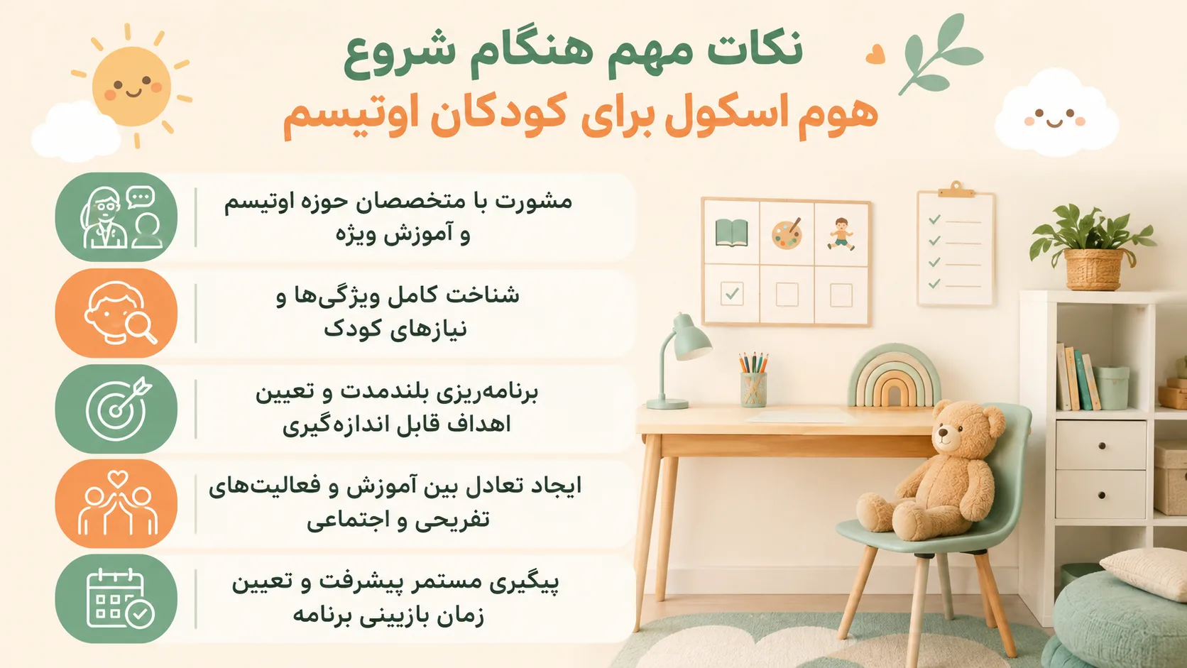 نکات مهم هنگام شروع هوم اسکول برای کودک اوتیسم